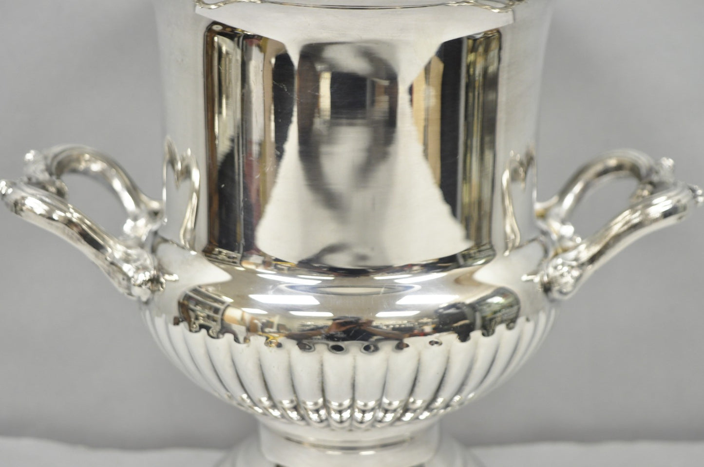 Vintage Regency Silver Plated Trophy Cup Urn Ribbed Champagne Chiller Ice Bucket