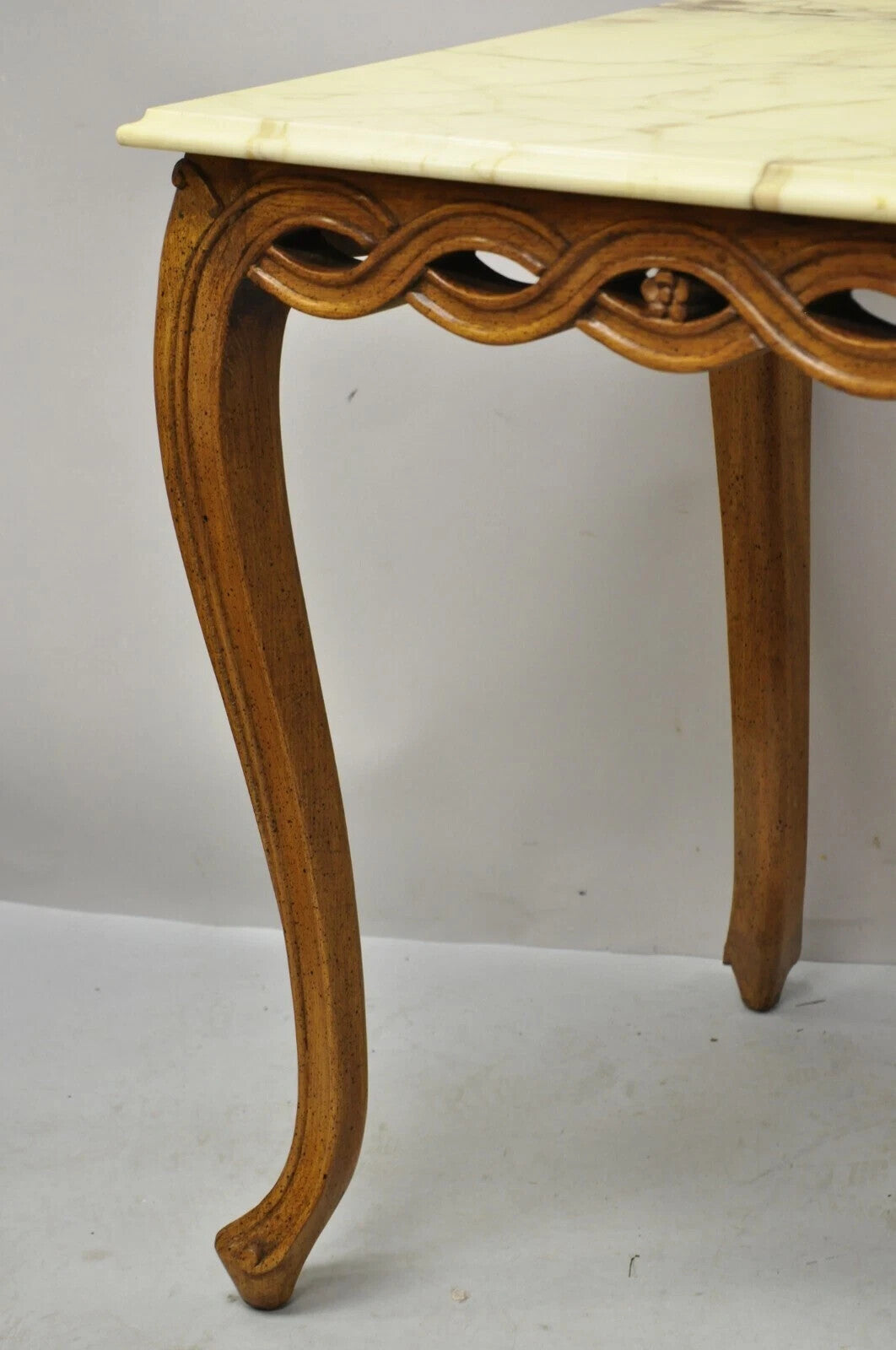 Vintage Hollywood Regency Provincial Pretzel Twist Marble Resin Side End Table