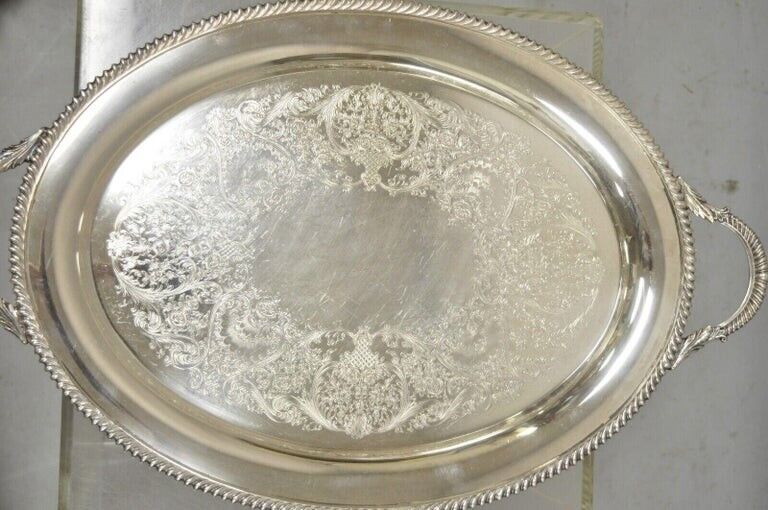 Wilcox International Silver Co Silver Plated Tea Set w/ Serving Tray - 5 pc Set
