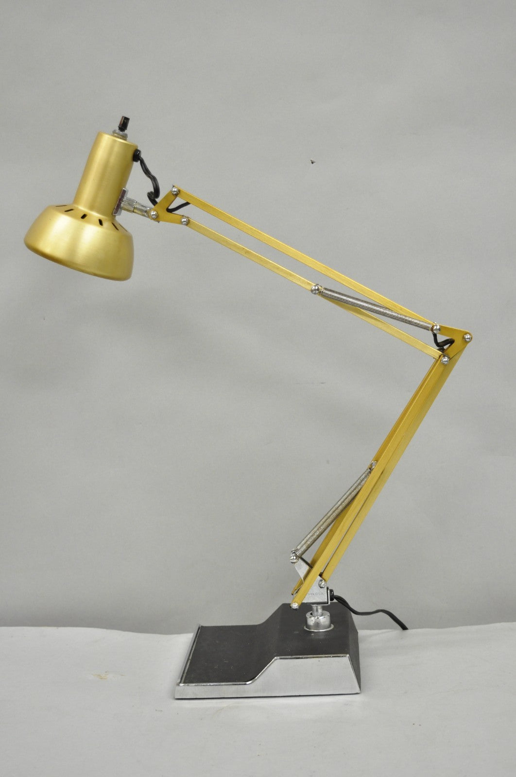 Vintage Mid Century Modern Small Brass Architects Drafting Desk Lamp by Electrix