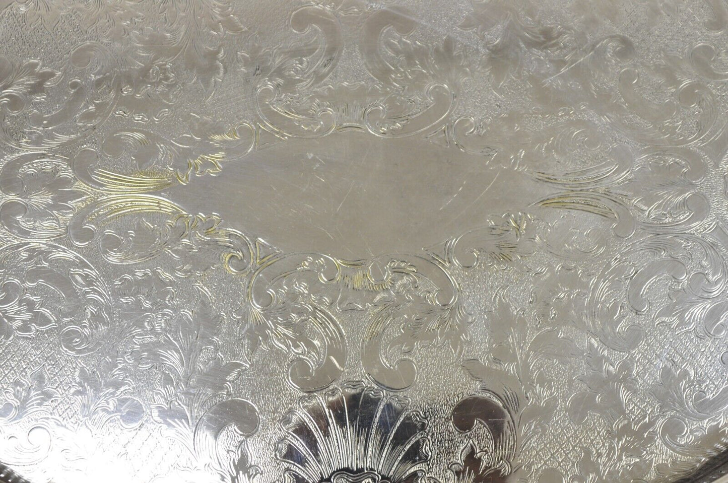 Vintage Sheffield England Victorian Style Oval Platter Tray w/ Raised Gallery