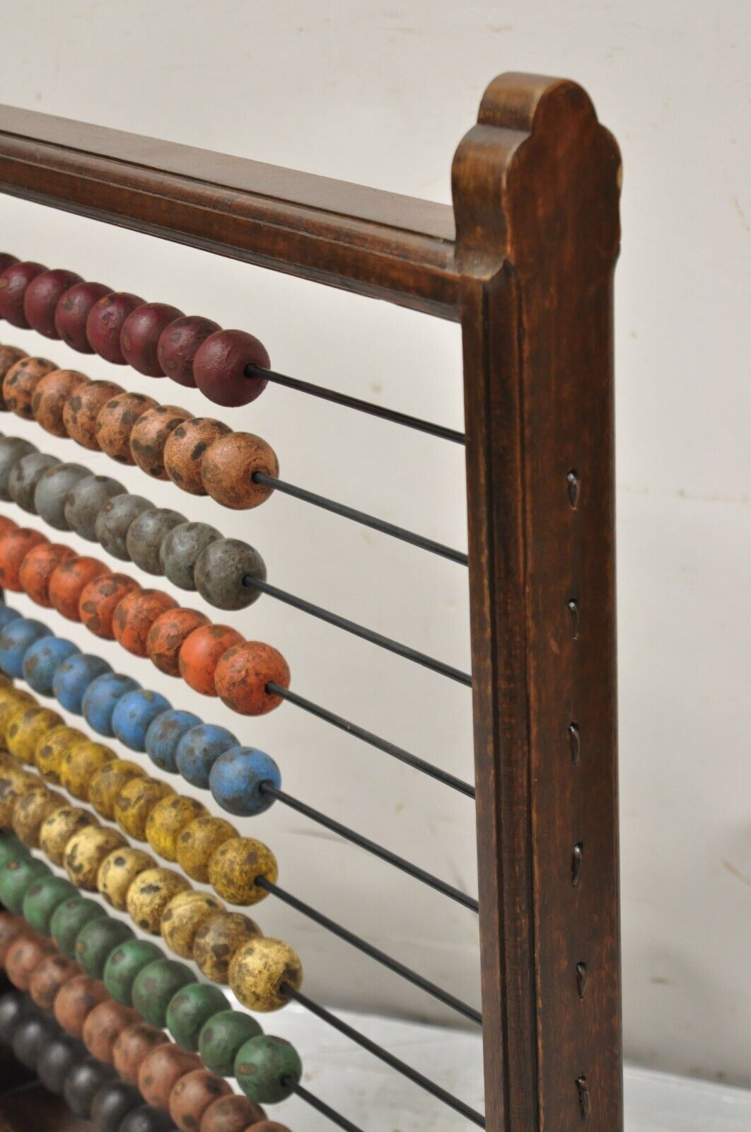 Large Vintage Mongolian Wooden Math Abacus with Painted Wooden Balls
