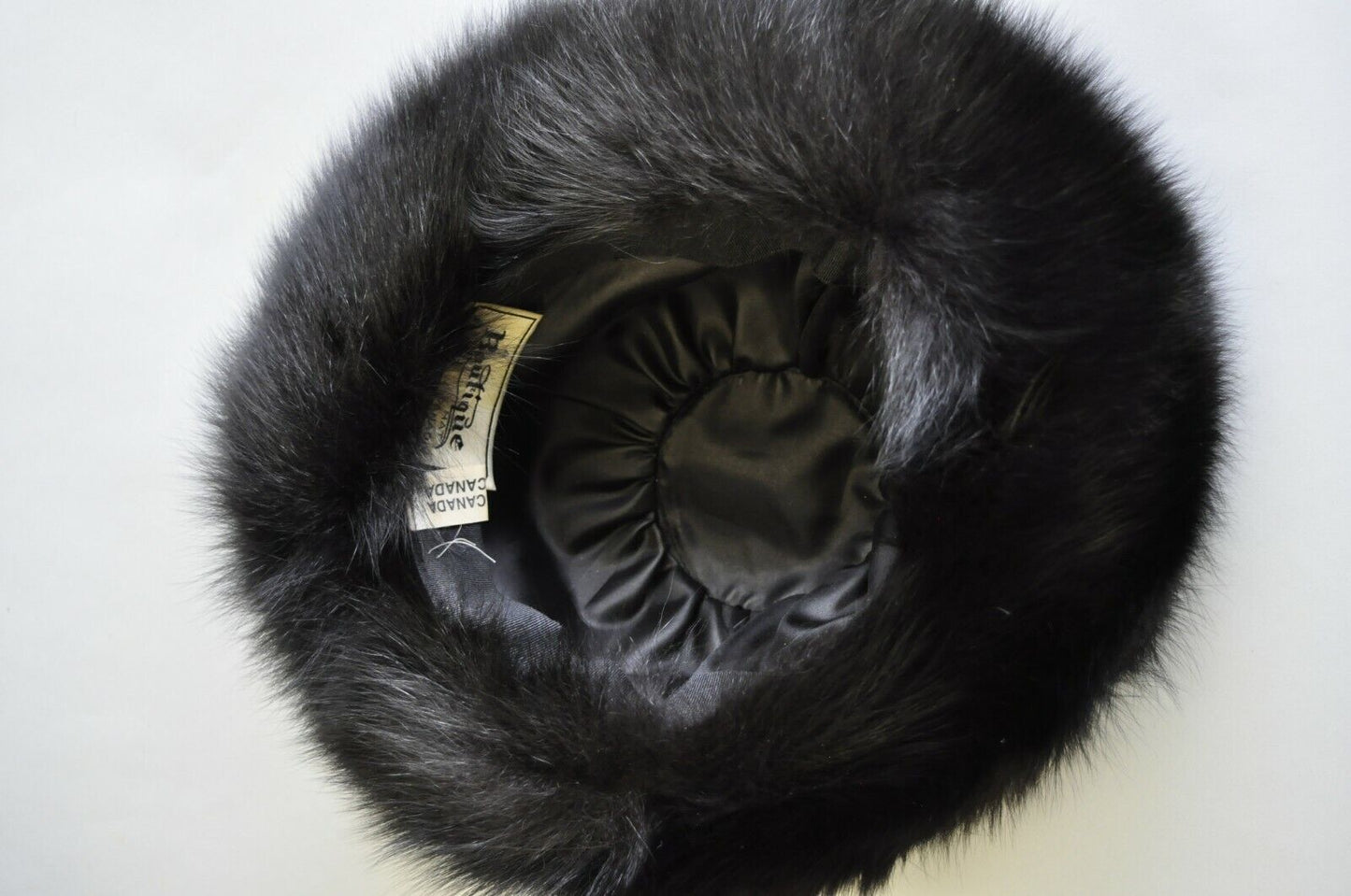 Vintage Boutique Kate's Canada Black Leather Snakeskin Mink Fur Church Derby Hat