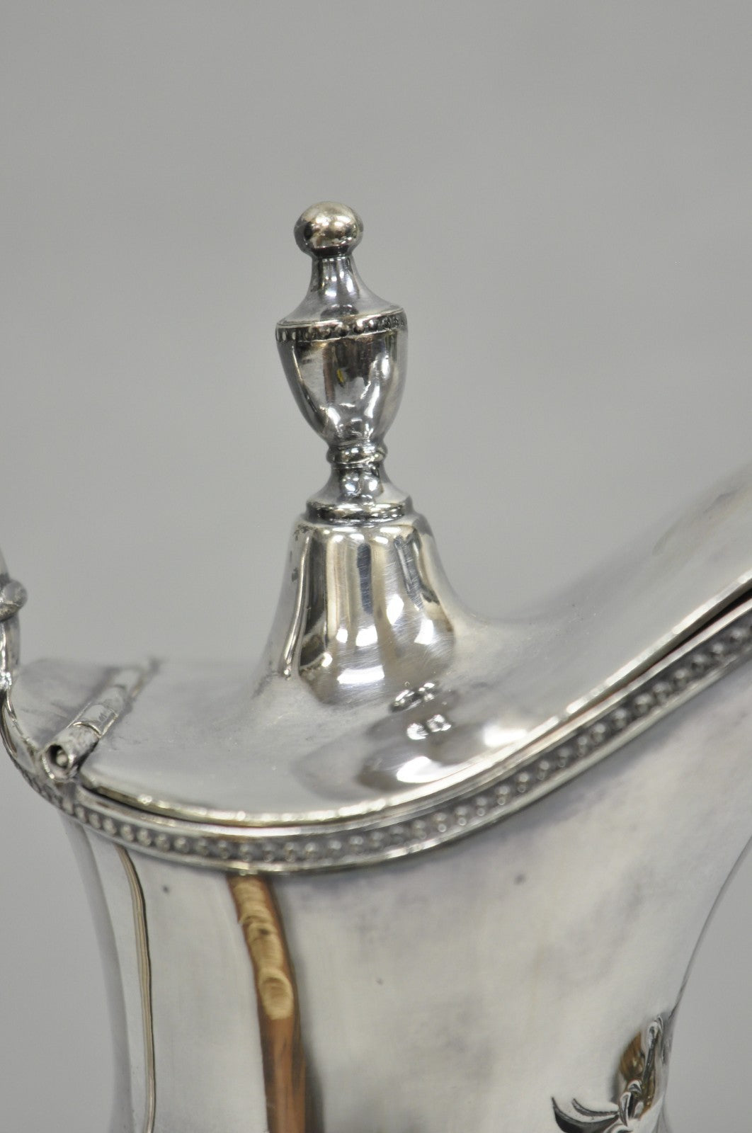 Antique English Victorian Silver Plated Floral Repousse Coffee Pot Teapot