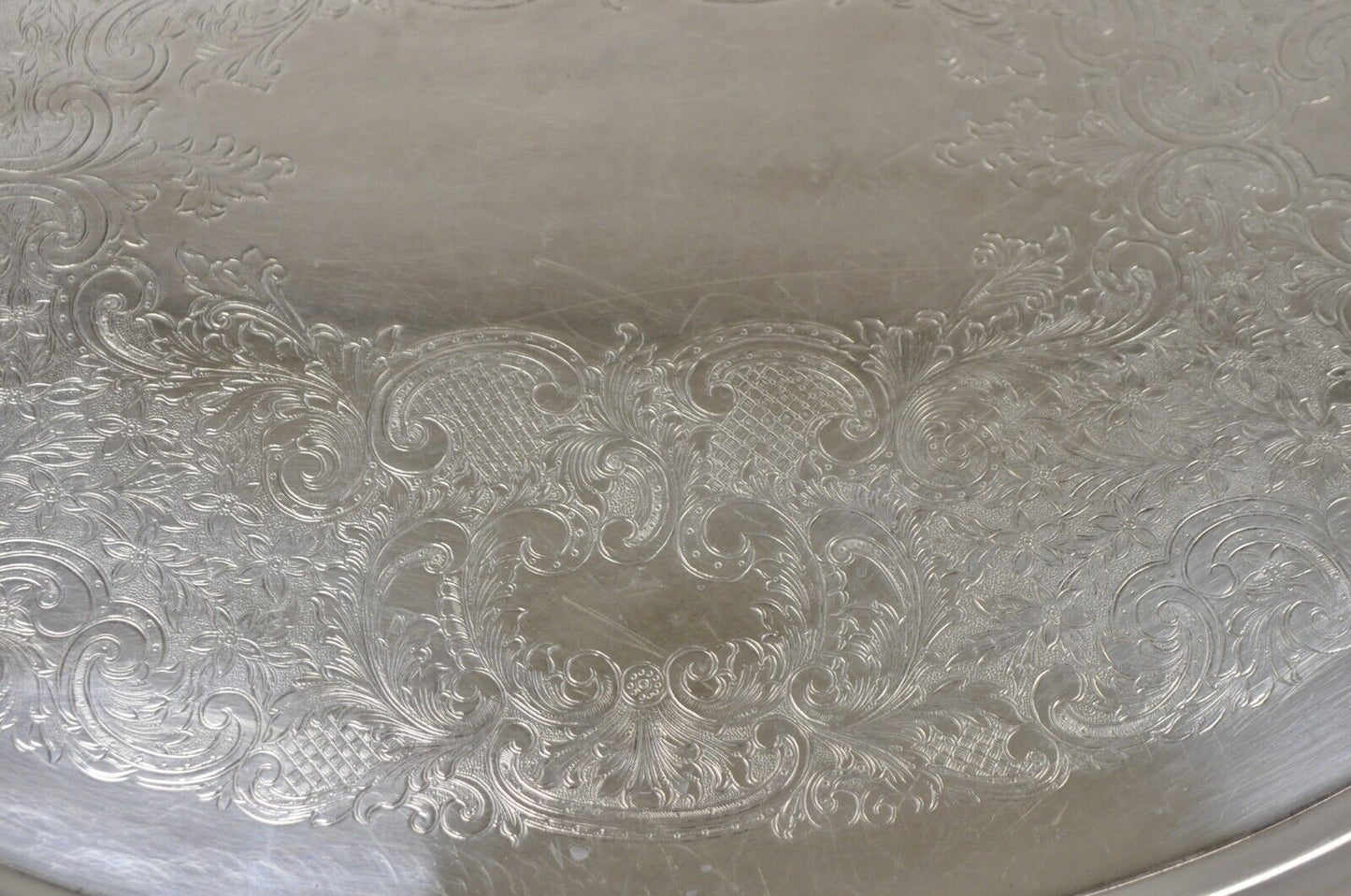Vintage Poole Silver Co Lancaster Rose 30" Victorian Style Serving Platter Tray