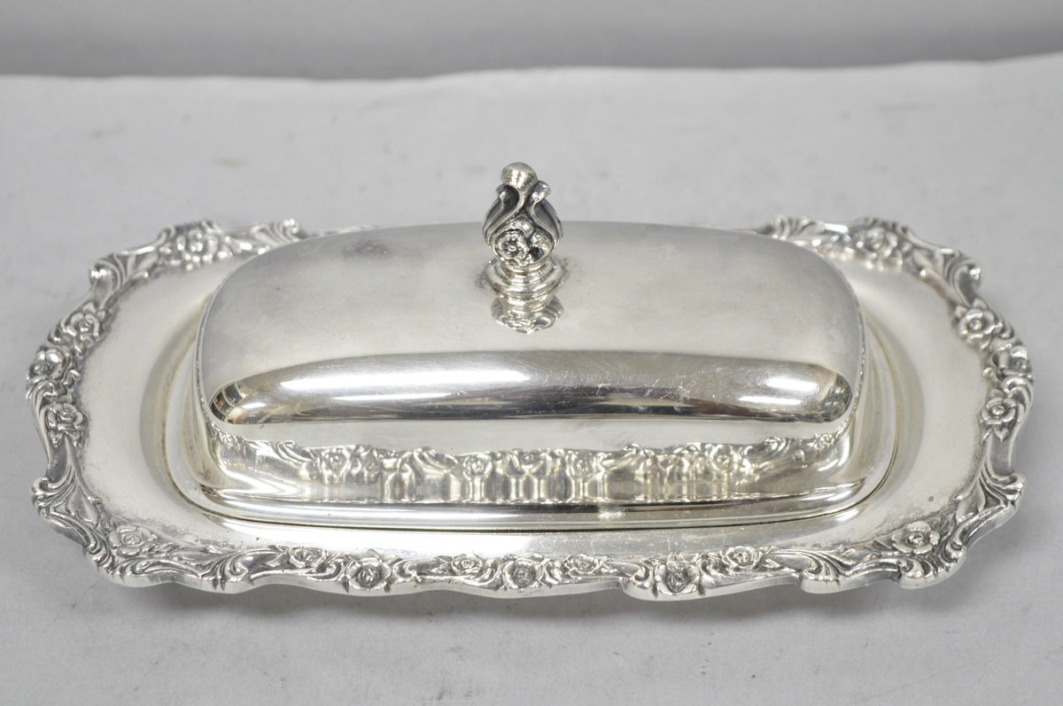 Vintage International Silver Countess Silver Plated Covered Butter Dish