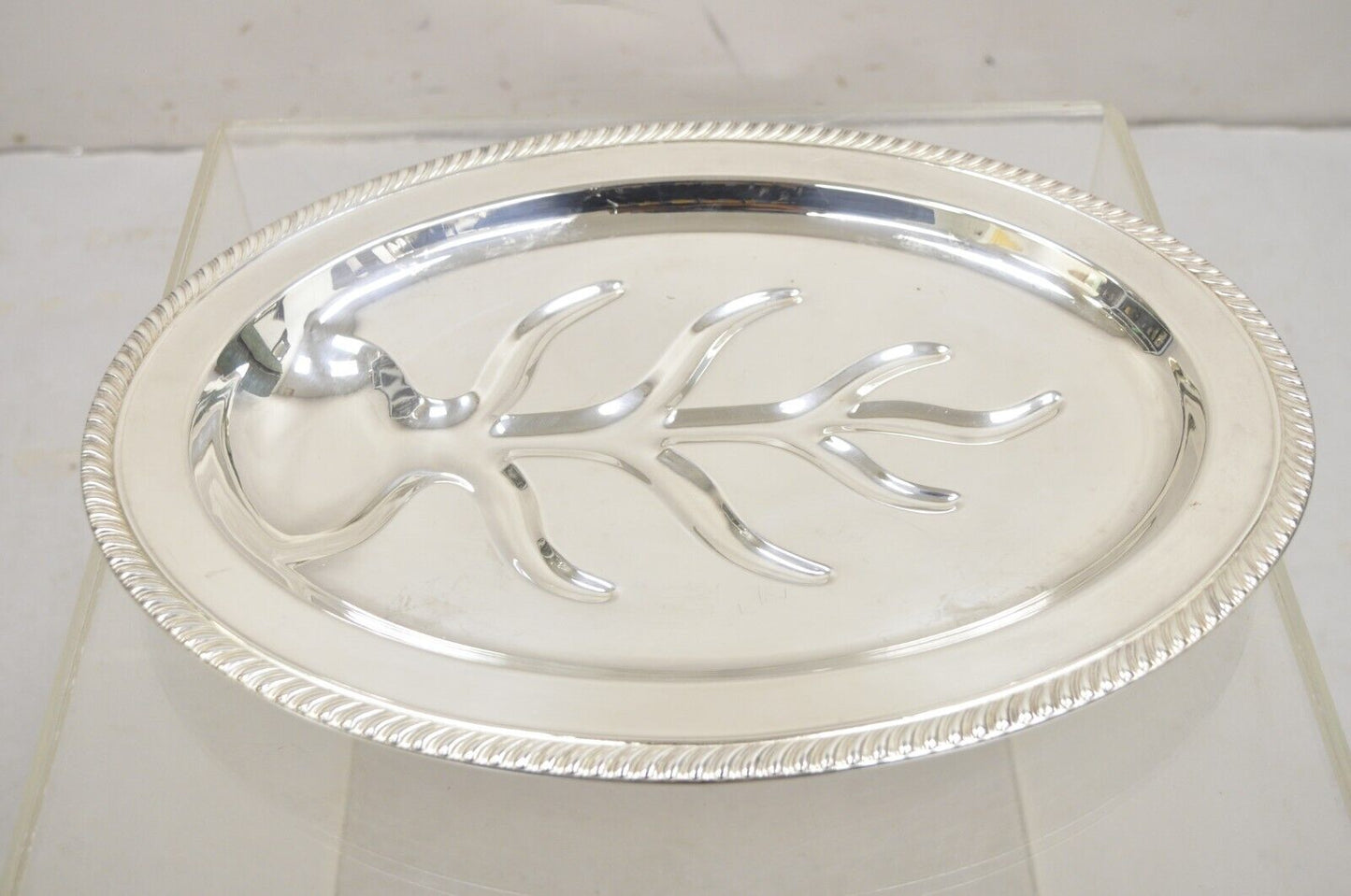 Vintage Victorian Style Silver Plated Meat Cutlery Oval Silver Platter Tray