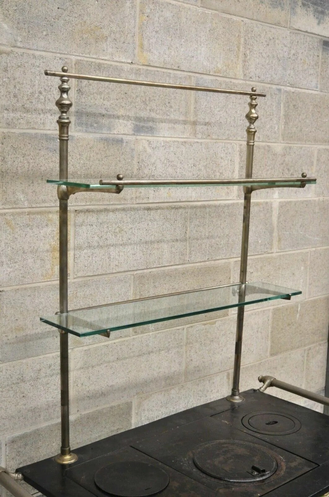 European French or Belgium Cast Iron Art Nouveau Tile Wood Coal Burning Stove