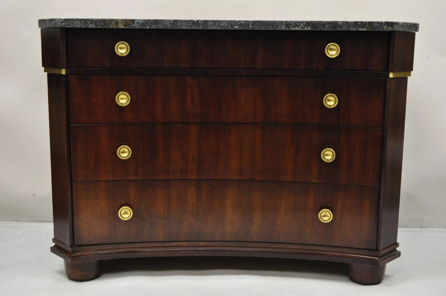Henredon Empire Neoclassical Marble Top Mahogany 4 Drawer Dresser Chest Commode