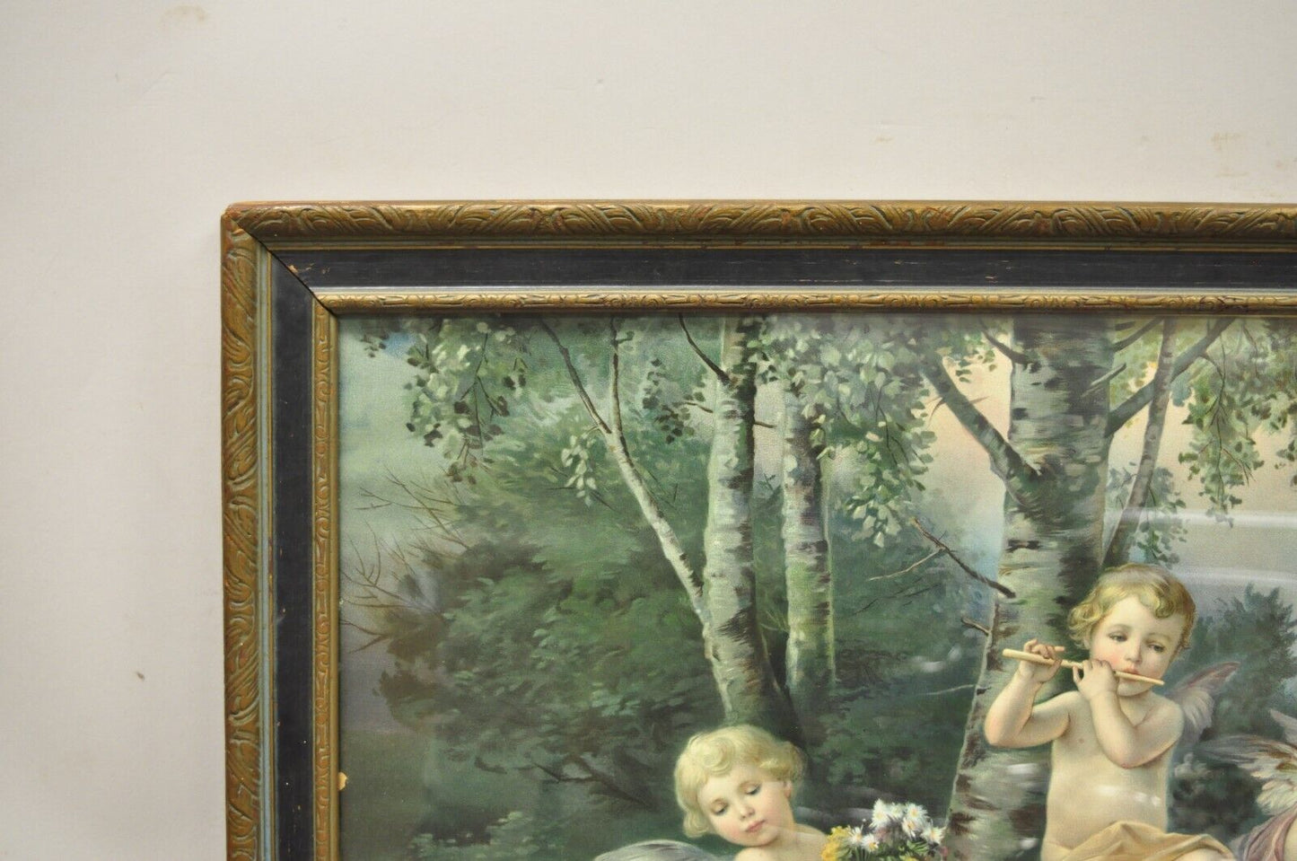 Vintage Mataloni Giovanni Large Art Print of Mary Jesus Lamb Angels