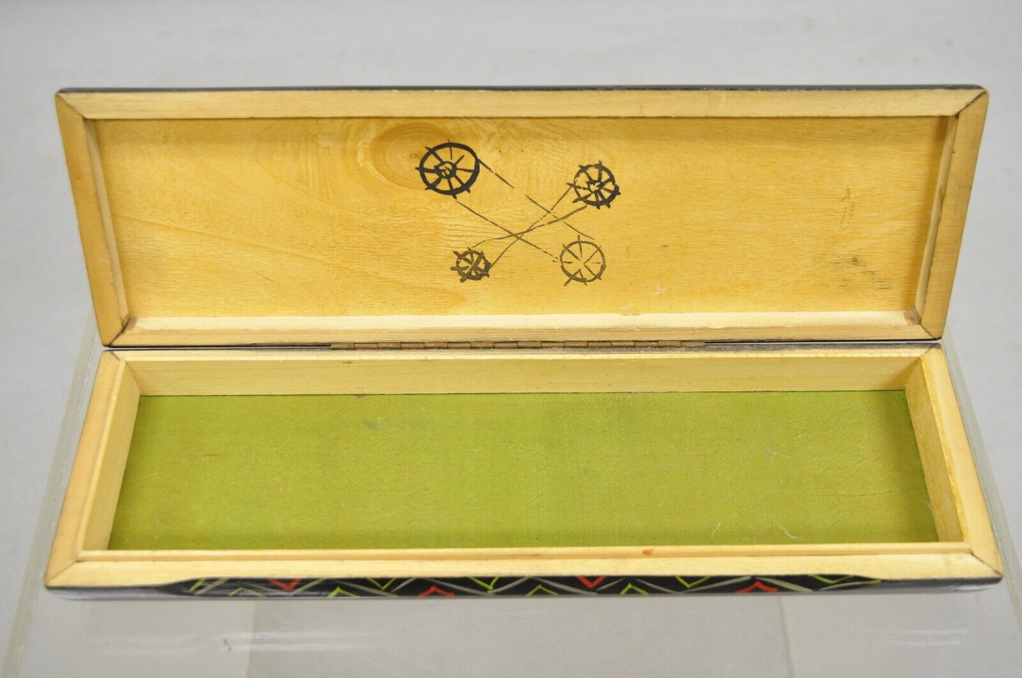Vintage Barton's Creation Italy Hand Painted Art "Gears" Modern Lacquered Box