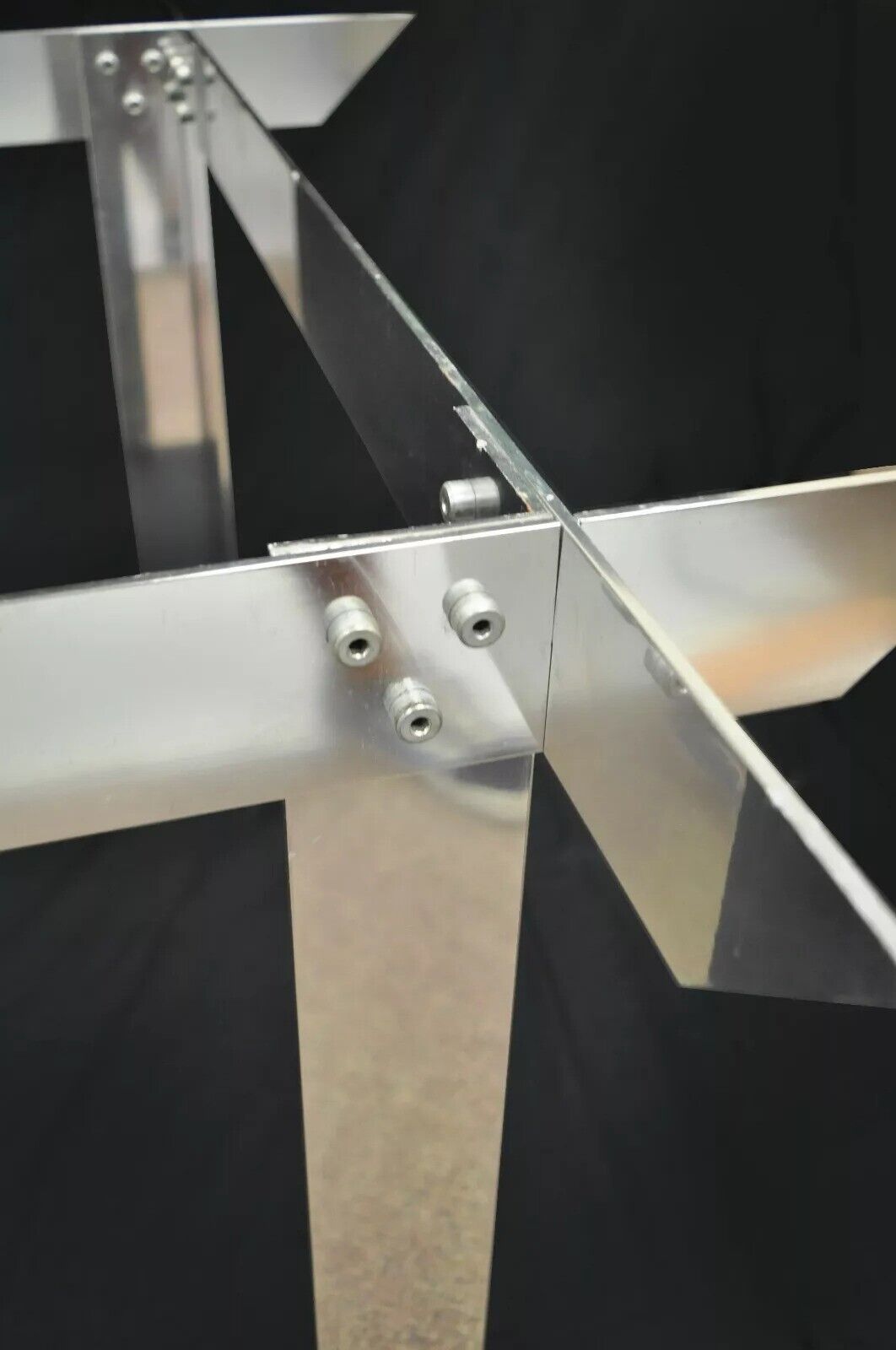 Mid Century Modern "Ginsu Knife" Aluminum Metal Square Glass Dining Table