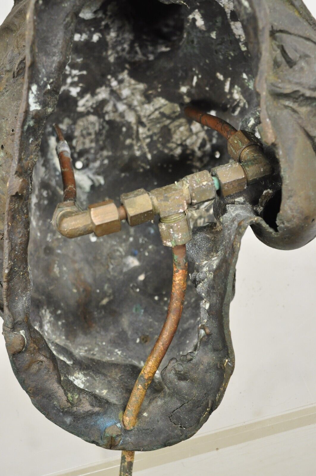 Antique French Victorian Bronze Female Bust Wall Mounted Garden Water Fountain