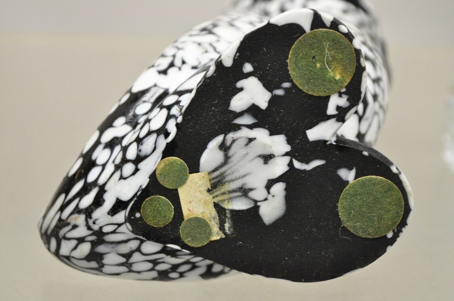 Vtg Italian Mid Century Heavy Art Glass Owl Figure Paperweight Black and White