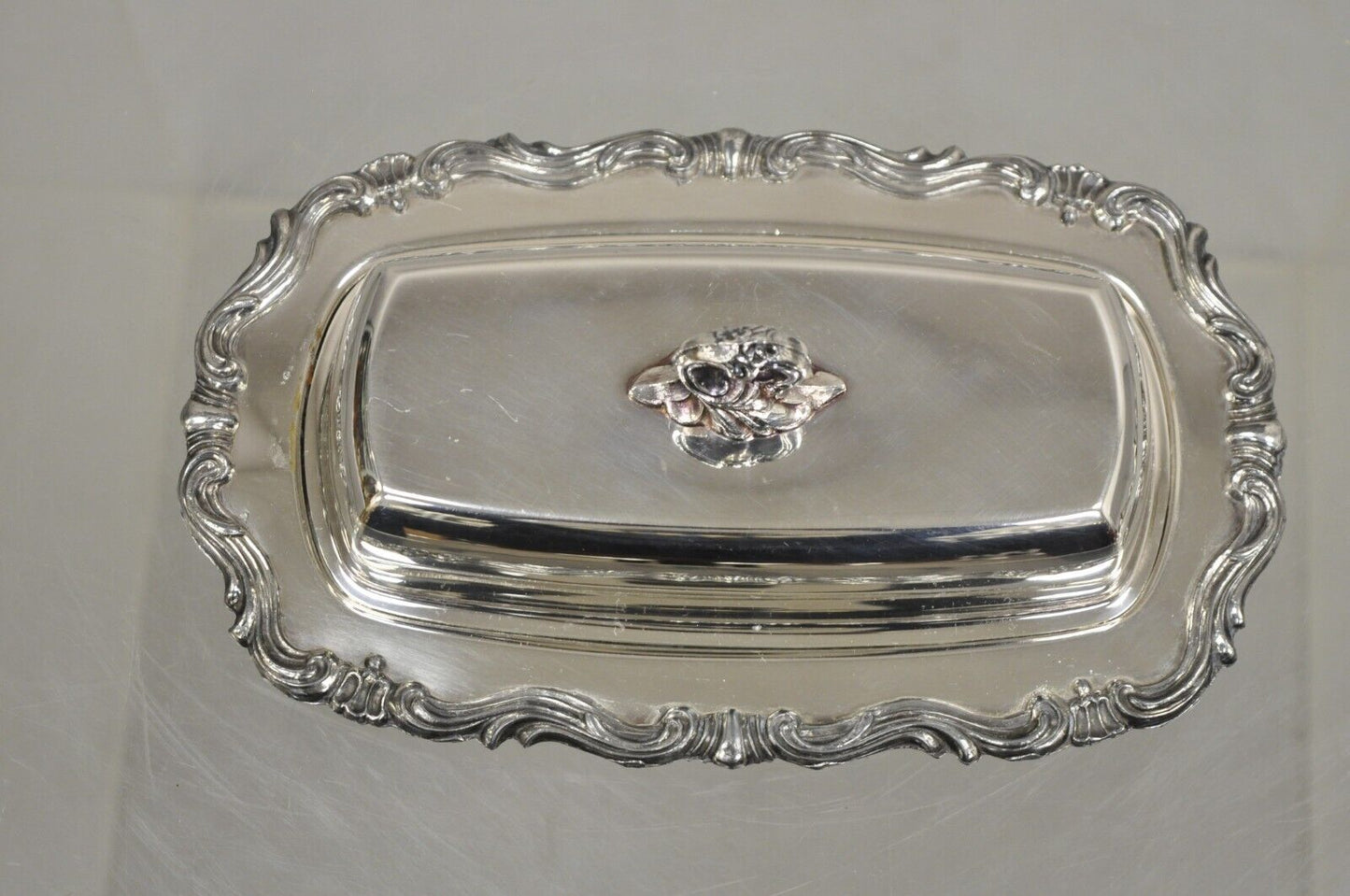 FB Rogers Silver Co. 1959X Silver Plated Covered Butter Dish w/ Glass Liner