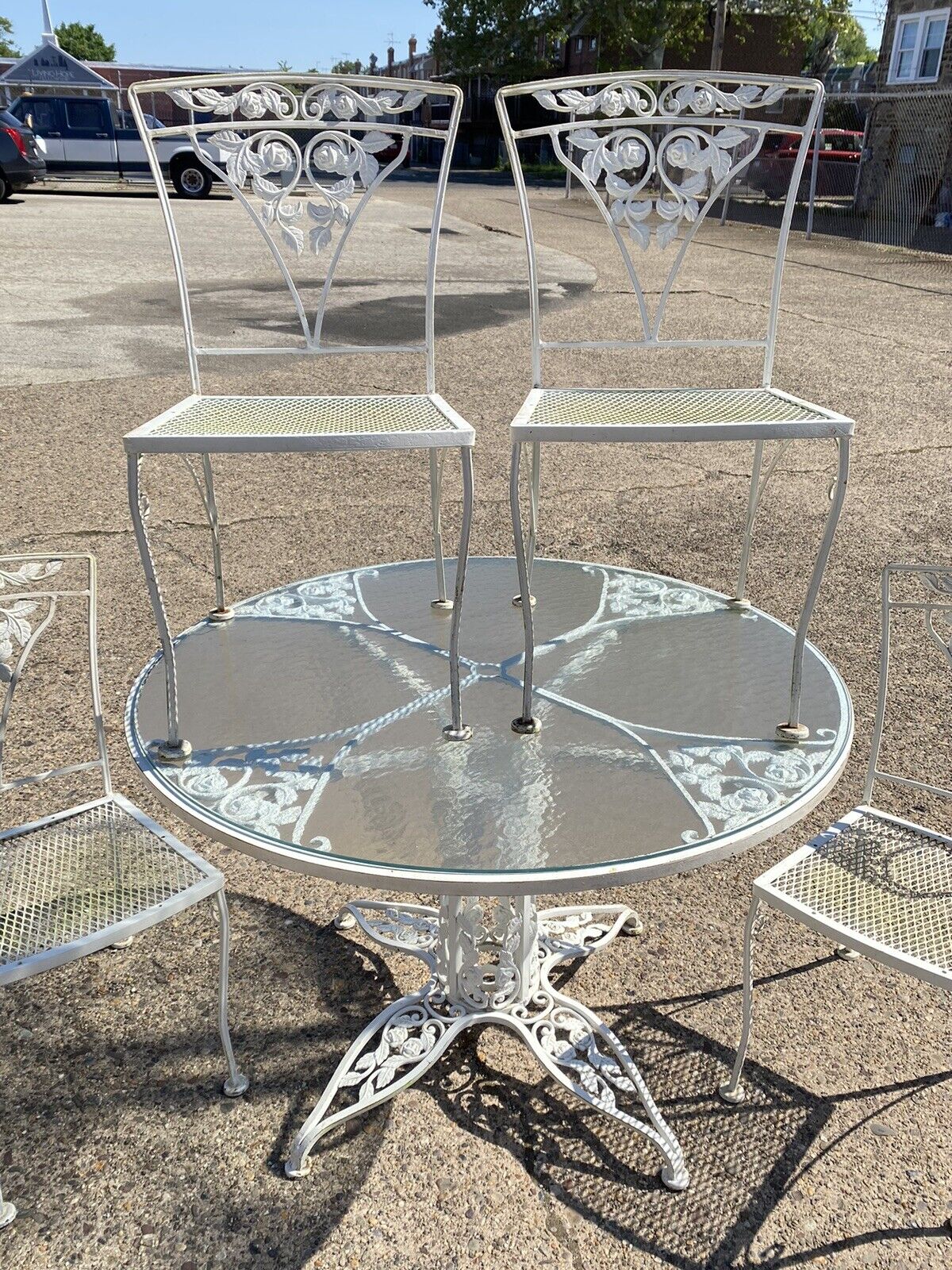 Russell Woodard Orleans Pattern Wrought Iron Patio Garden Dining Set - 5 Pc Set