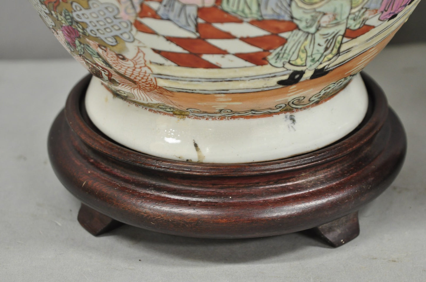 Vintage Oriental Porcelain Chinese Ginger Jar Chinoiserie Table Lamps - a Pair