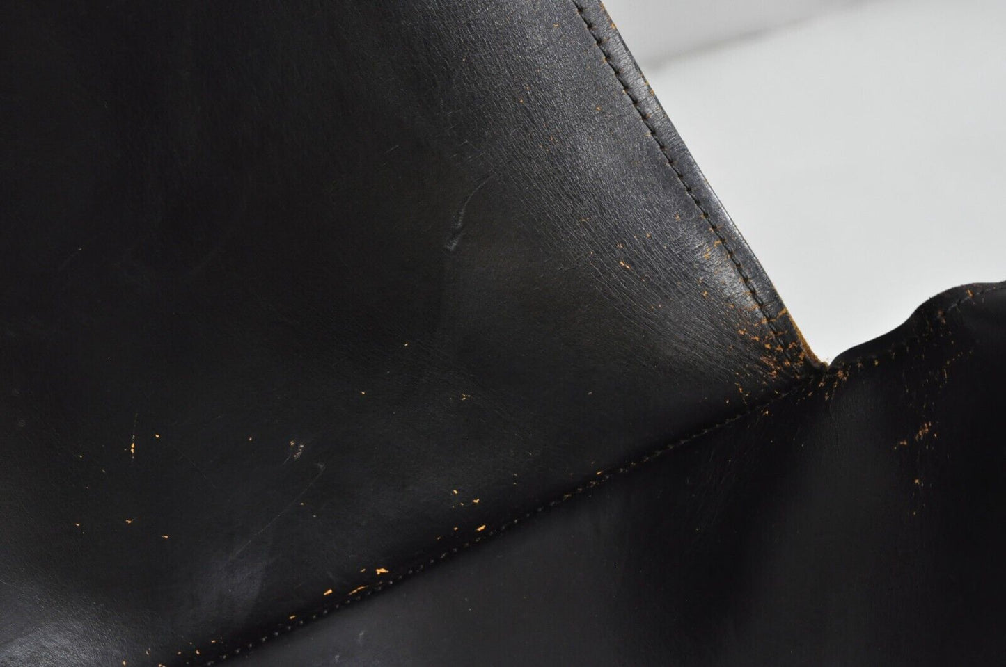 William Katavolos Mid Century Modern Black Leather Sling Steel K Lounge Chair