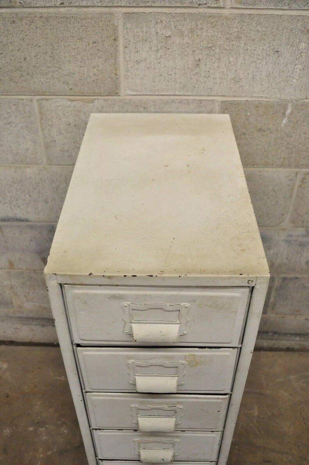 Vintage Industrial Rolling Steel Metal Deep File Cabinet Banker Letter Storage A