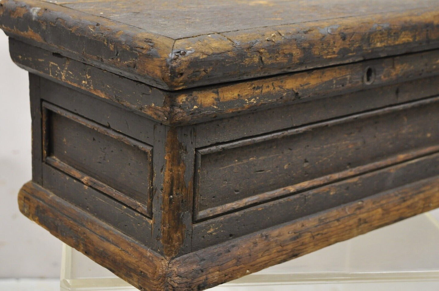19th Century American Primitive Distressed Solid Wood Machinist Tool Box Storage