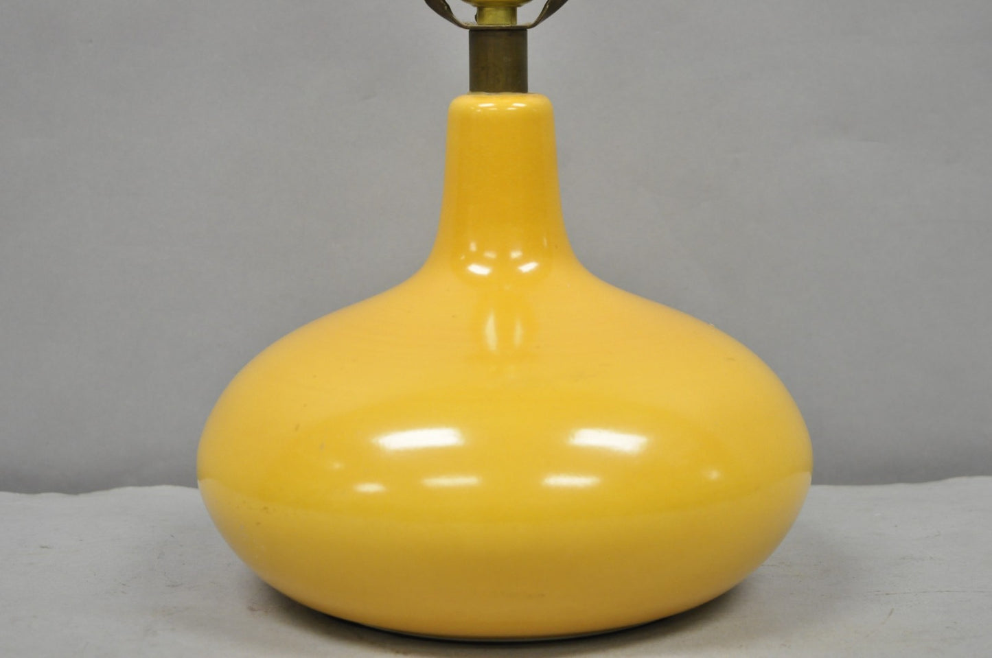 Mid Century Modern Lotte and Gunnar Bostlund Mustard Yellow Ceramic Table Lamp