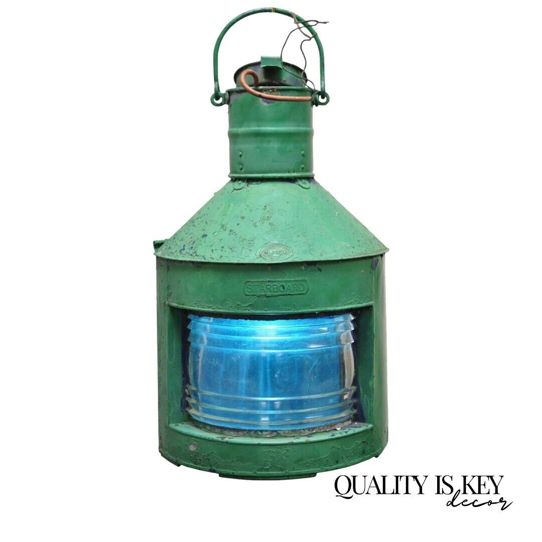 Antique Eli Griffith & Sons Green Marine Masthead Ship Lantern Fixture