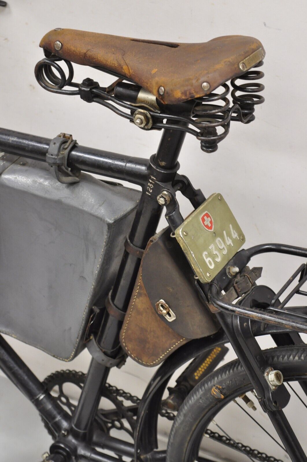 Antique WWII Swiss Army 1945 MO-05 Military Bicycle Bike with Leather Frame Pack
