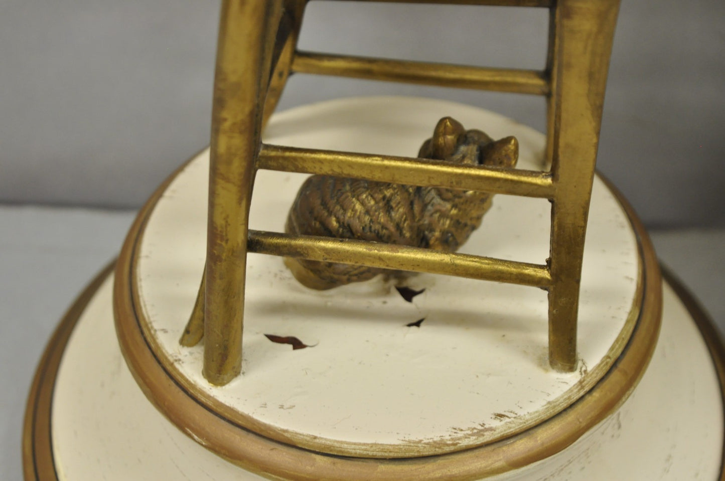 Juan Clara "Girl on Chair Playing with Kittens" Metal Figural Table Lamps - Pair