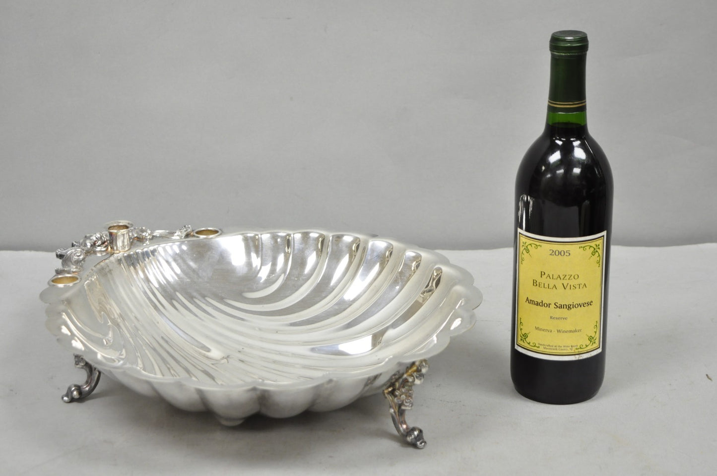 Vintage Sheffield Silver Co. Clam Shell Silver Plated Footed Serving Dish