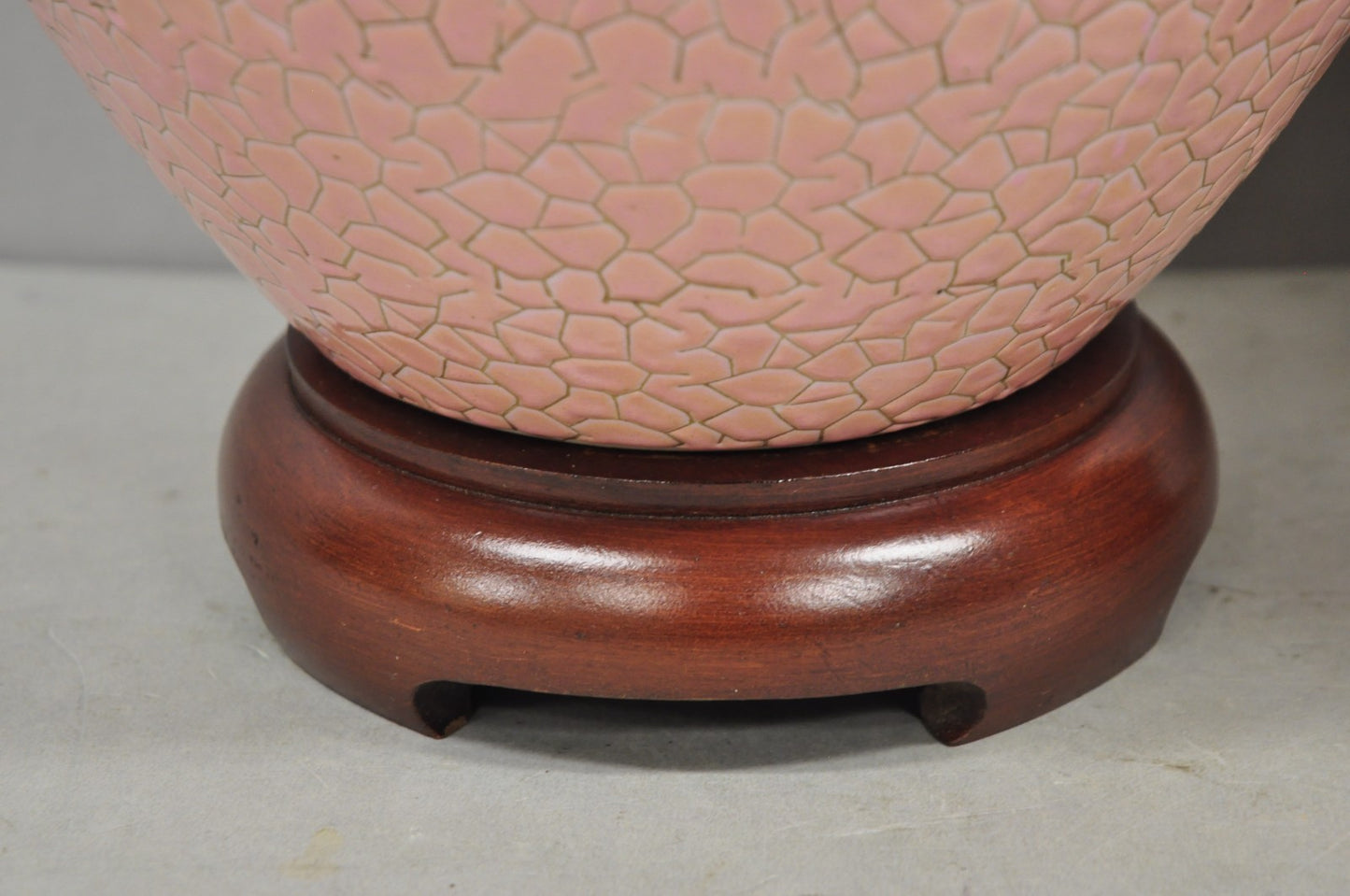 Vintage Chinoiserie Pink Porcelain Chinese Ginger Jar Table Lamps - a Pair