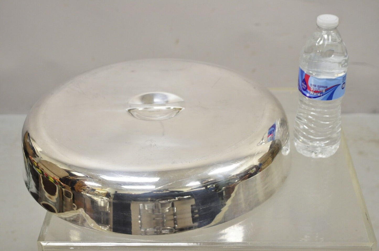 Large Vintage 15" Round Modern Stainless Steel Food Dish Serving Dome Cover