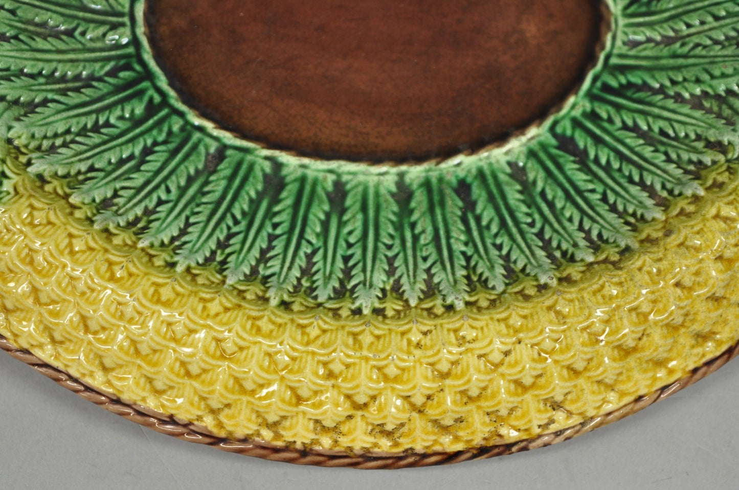 Antique Majolica Wheat Pineapple Glazed Ceramic Pottery Bread Platter Plate Dish