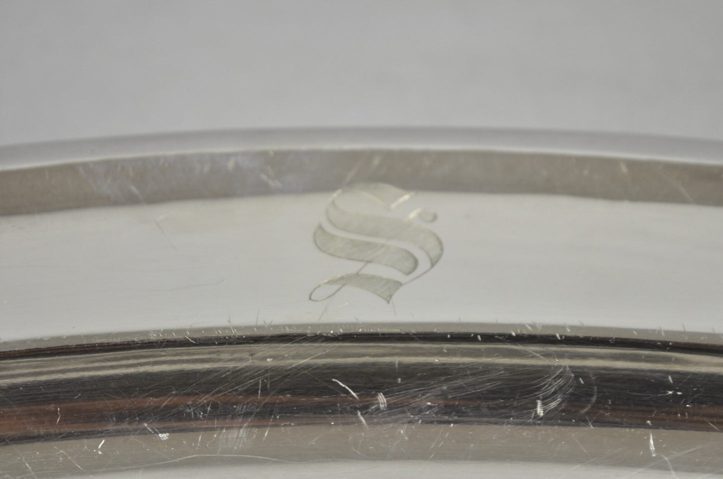 Antique English Edwardian Silver Plated 21" Serving Platter Tray w/ "S" Monogram