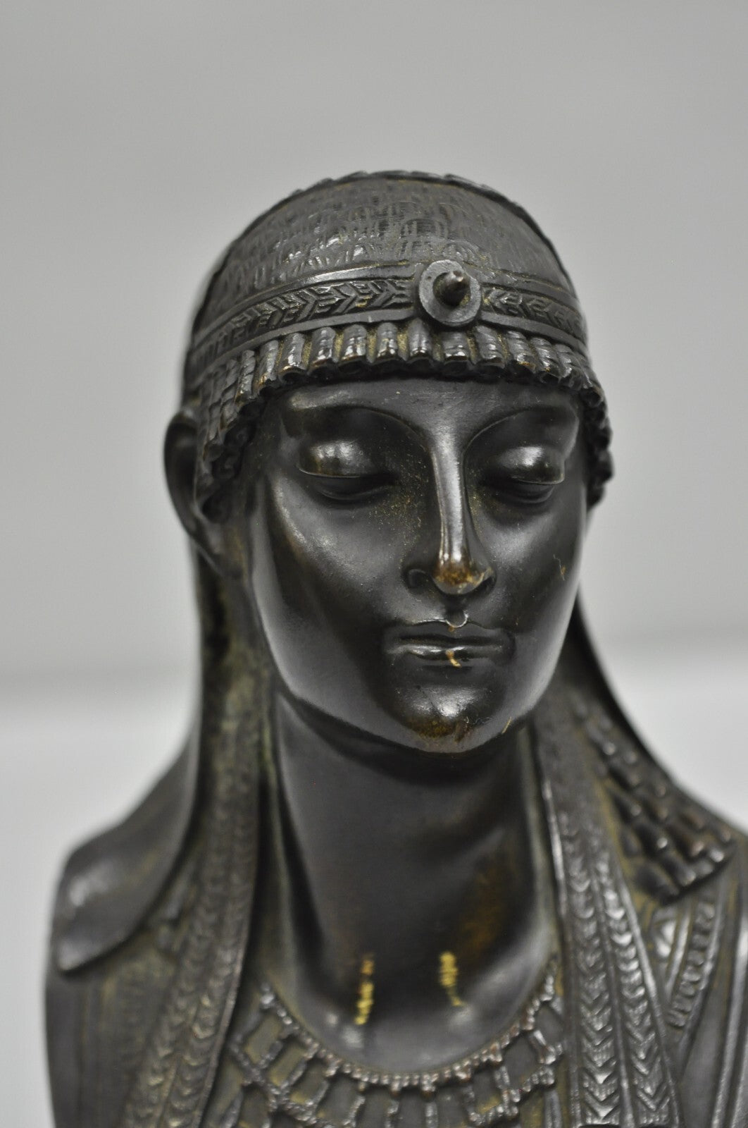 Antique Egyptian Revival Small 7" Bronze Grand Tour Bust of a Pharaoh