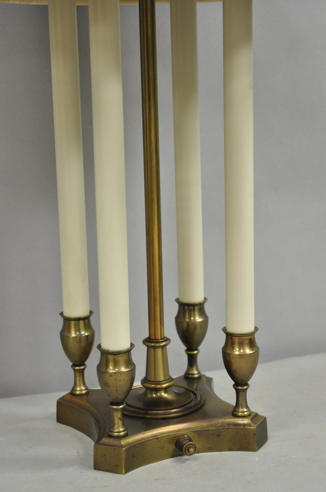 Vintage French Empire Style Brass Candlestick Bouillotte Desk Table Lamp