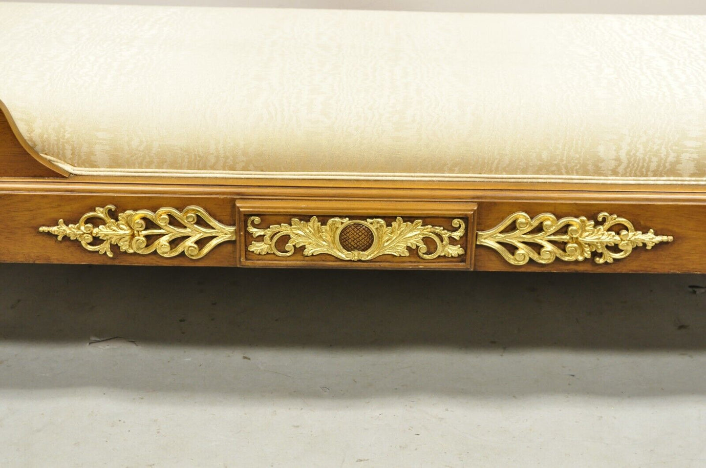 Vintage French Neoclassical Style Swan & Rams Recamier Daybed Chaise Lounge Sofa