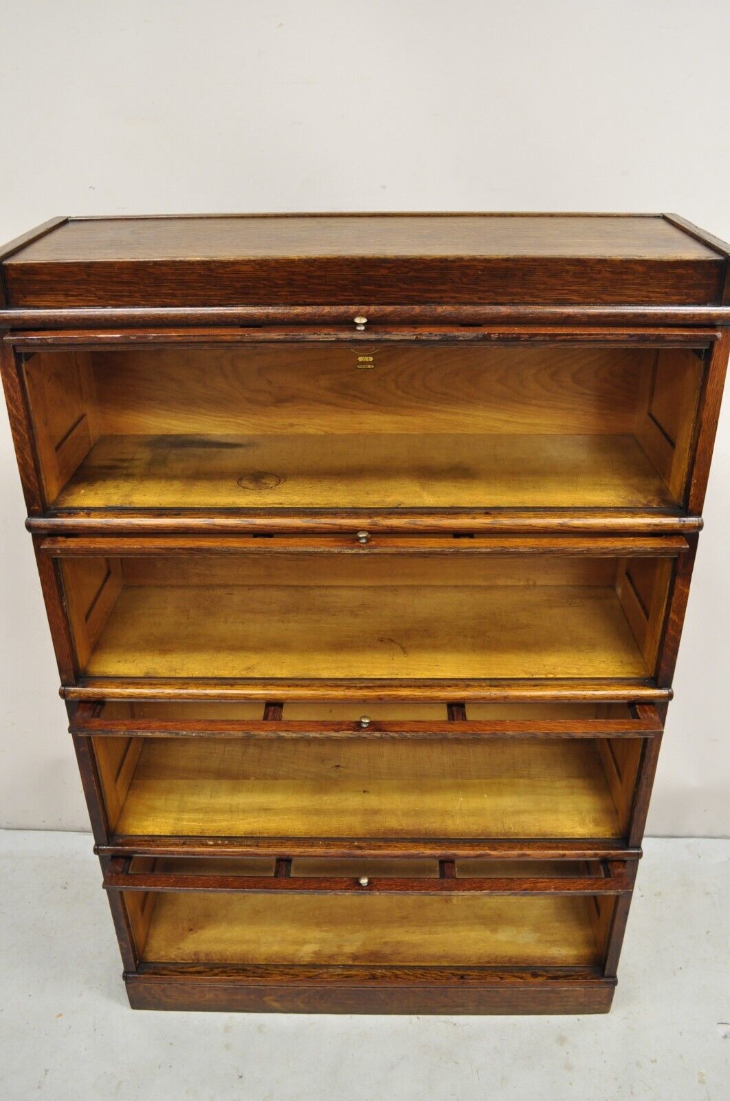 Antique Macey Mission Oak Arts & Crafts 4 Section Stacking Barrister Bookcase