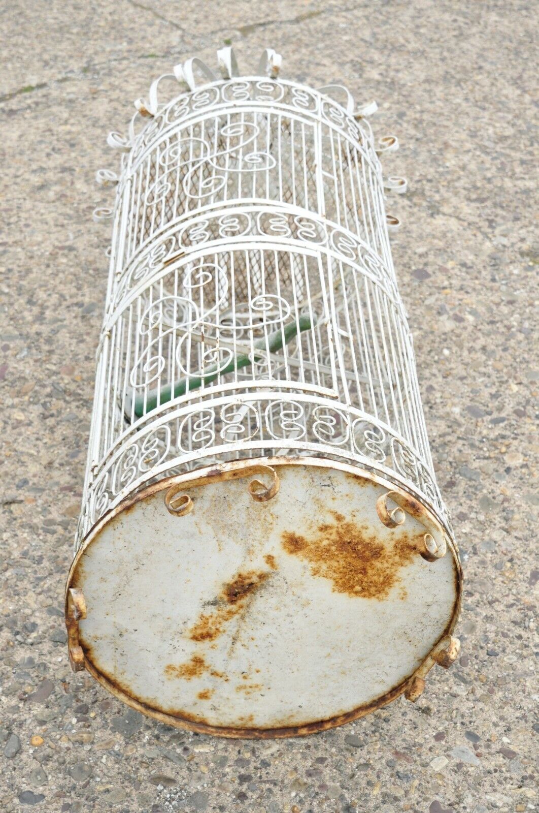 Vintage Wrought Iron Victorian Style Scrolling Wire Metal 58" Garden Birdcage