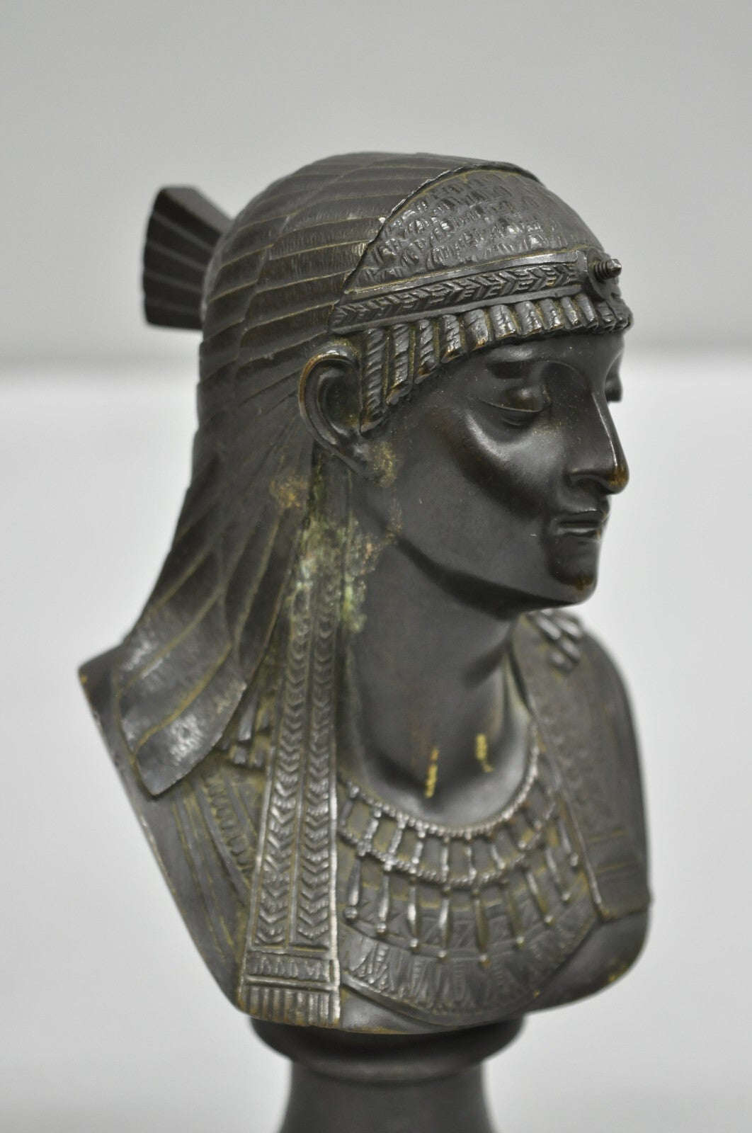 Antique Egyptian Revival Small 7" Bronze Grand Tour Bust of a Pharaoh
