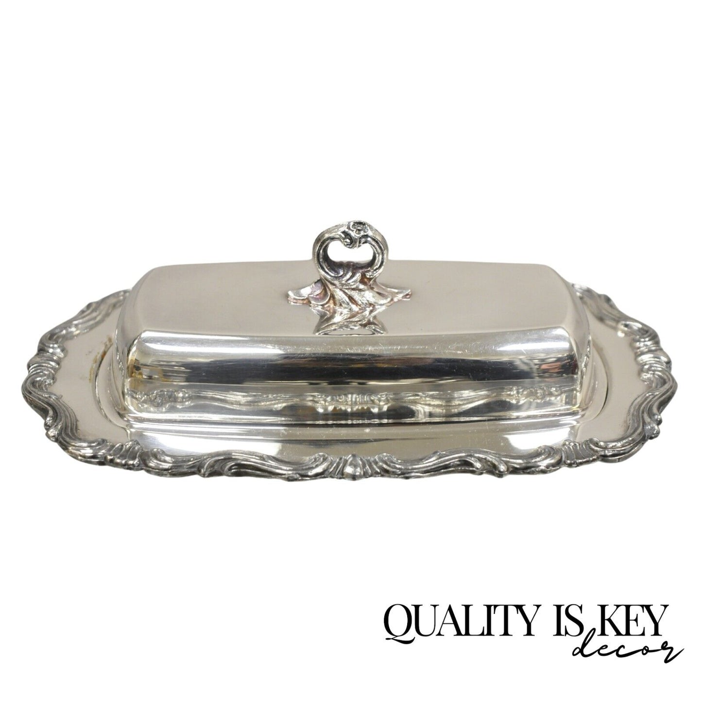FB Rogers Silver Co. 1959X Silver Plated Covered Butter Dish w/ Glass Liner