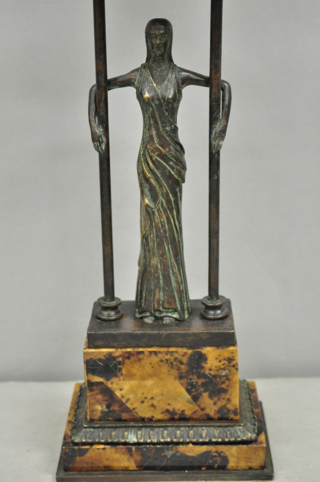 Vintage Maitland Smith Art Deco Art Nouveau Bronze Lady Figural Table Lamp