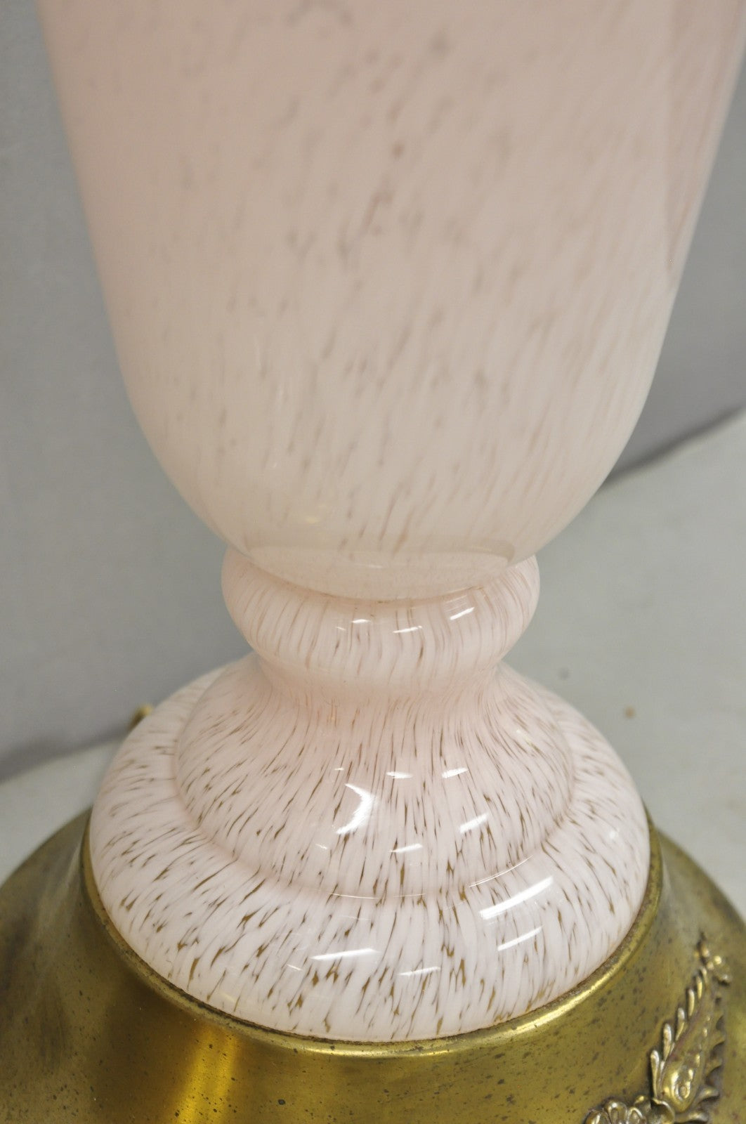 Vintage Mid Century Modern Italian Murano Glass Speckled Pink Table Lamps a Pair