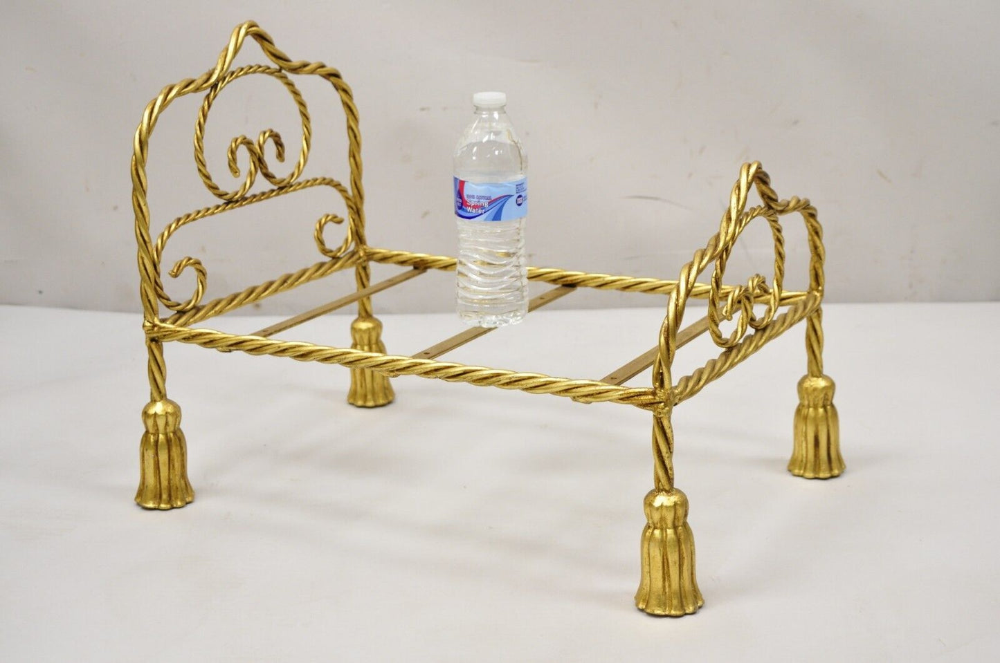 Vintage Italian Hollywood Regency Iron Tassel Frame Pet Cat Dog Bed or Doll Bed