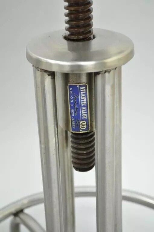 Vintage Stainless Steel American Industrial Modern Steampunk Adjustable Stool