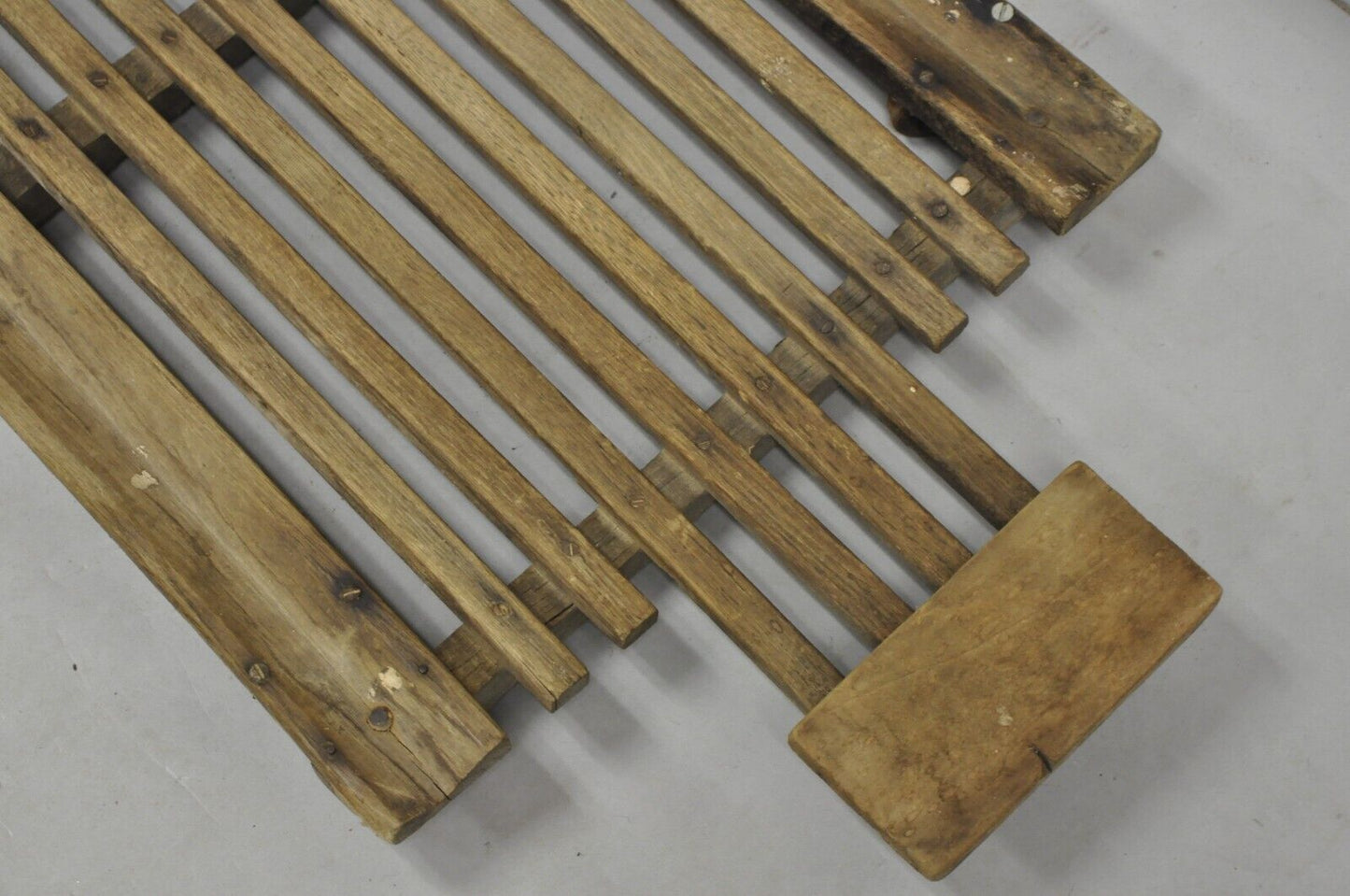 Antique Industrial Modern Wooden Slat Rolling Auto Mechanics Garage Creeper