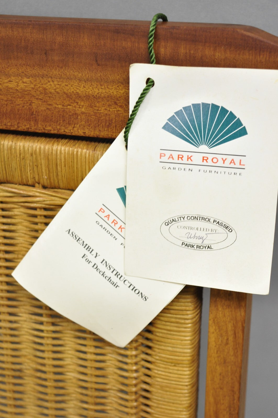 Park Royal British Colonial Hardwood & Wicker Plantation Folding Deck Chair Pair
