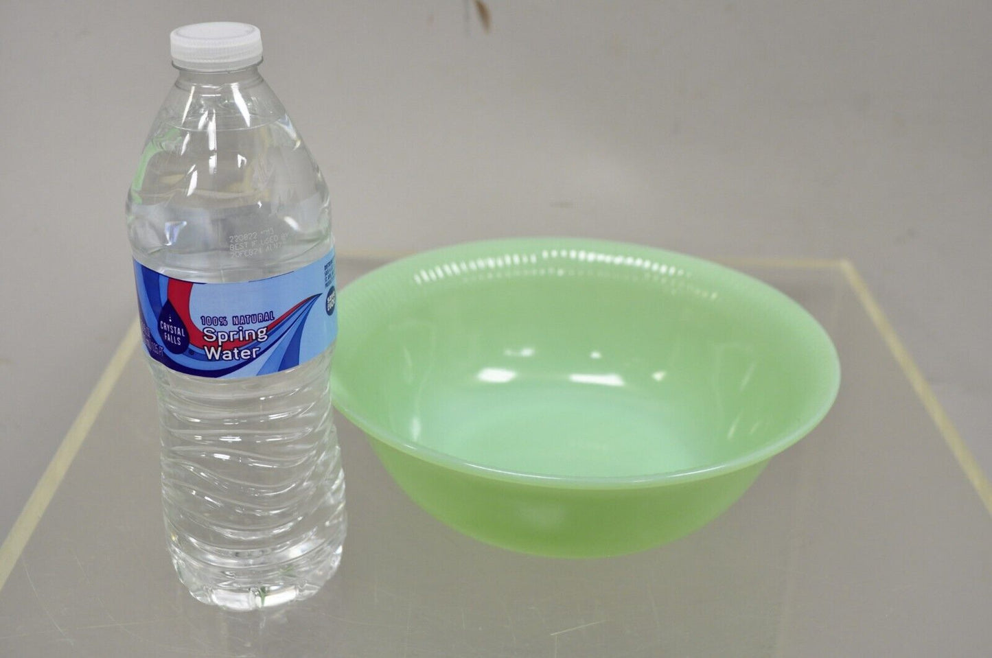 Vtg Fire King Oven Ware Green Jadeite Ribbed Jane Ray 8.25" Serving Bowl - 2 Pcs