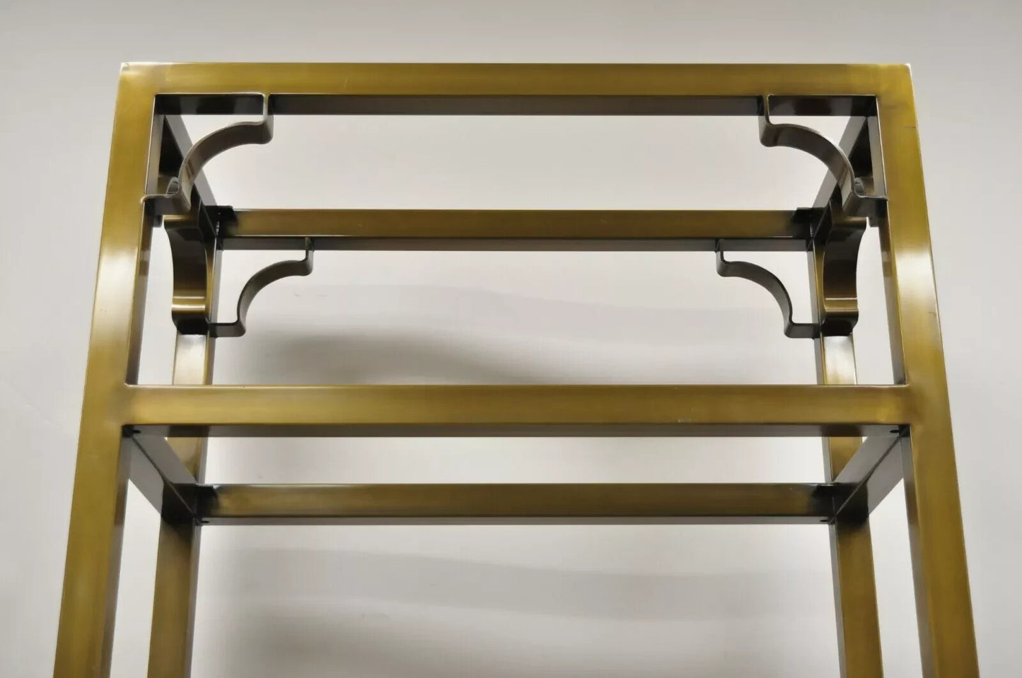 Vintage Hollywood Regency Burnished Brass Bronze Finish Etagere Bookcase Shelf