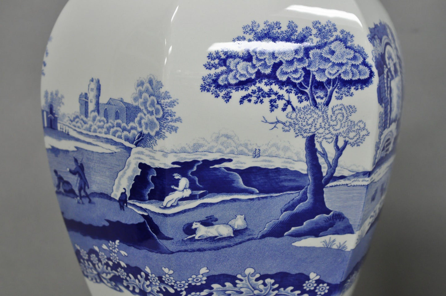Vintage Spode Chinoiserie French Blue White Porcelain Ginger Jar Table Lamp Pair
