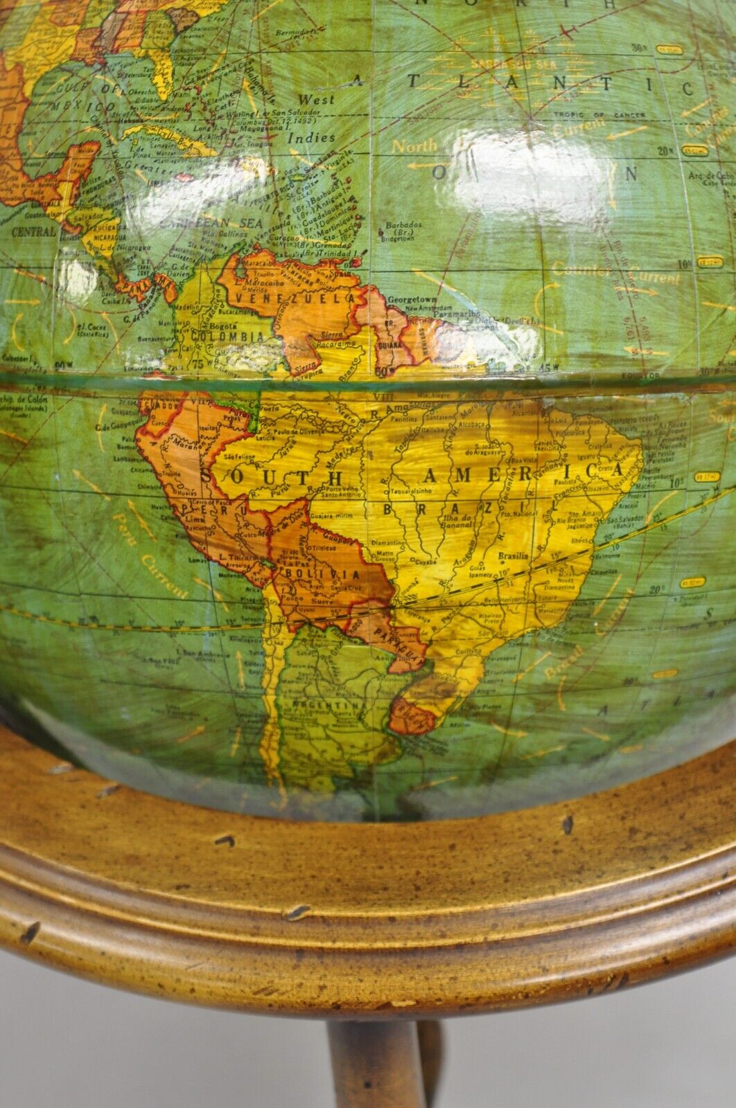 Vintage George F Cram French Country Provincial Small Globe Table Lamp